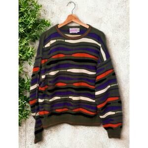 Monsuri Coogi Style 3D Knit Sweater XL Vintage USA 100% Cotton Biggie